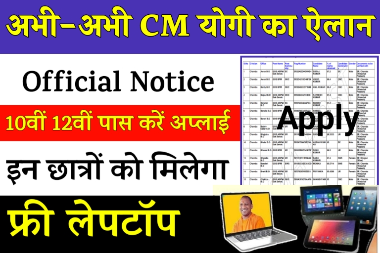 यूपी फ्री लैपटॉप योजना 2023: यूपी फ्री लैपटॉप योजना लागू?